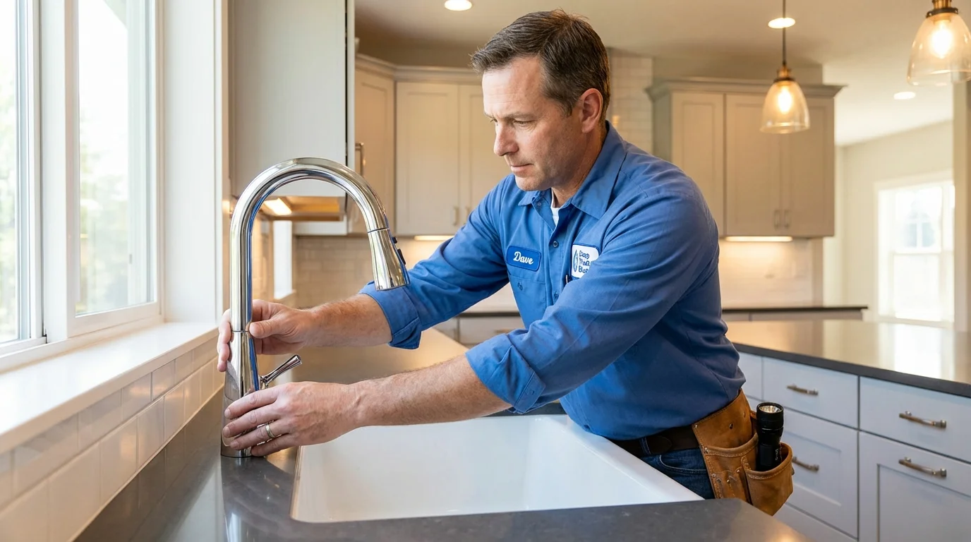 Kitchen faucet installation by Johns Plumbing LLC in Pecatonica