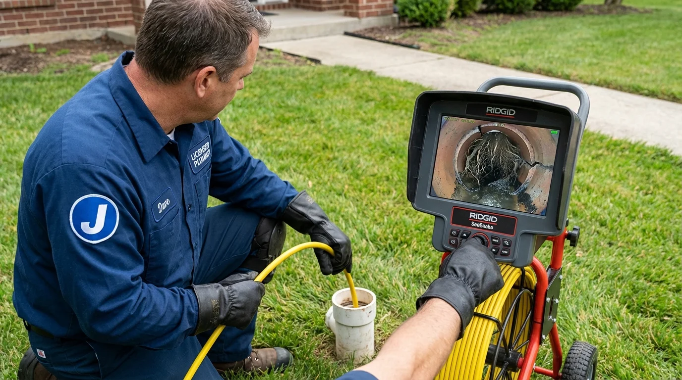 Sewer camera inspection being performed by Johns Plumbing LLC in Pecatonica
